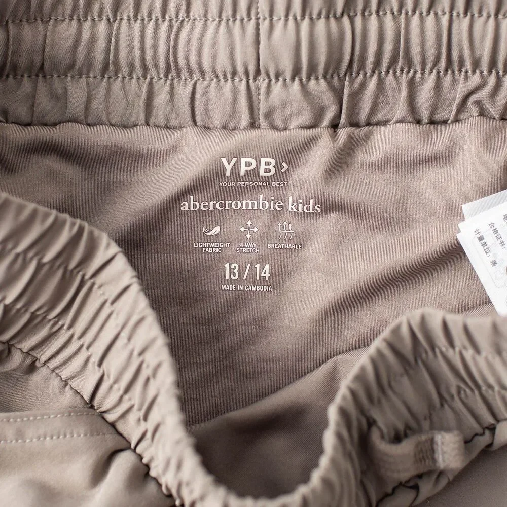 Abercrombie Kids YPB Girls 13/14 Beige Athletic Shorts Lightweight 4-Way Stretch